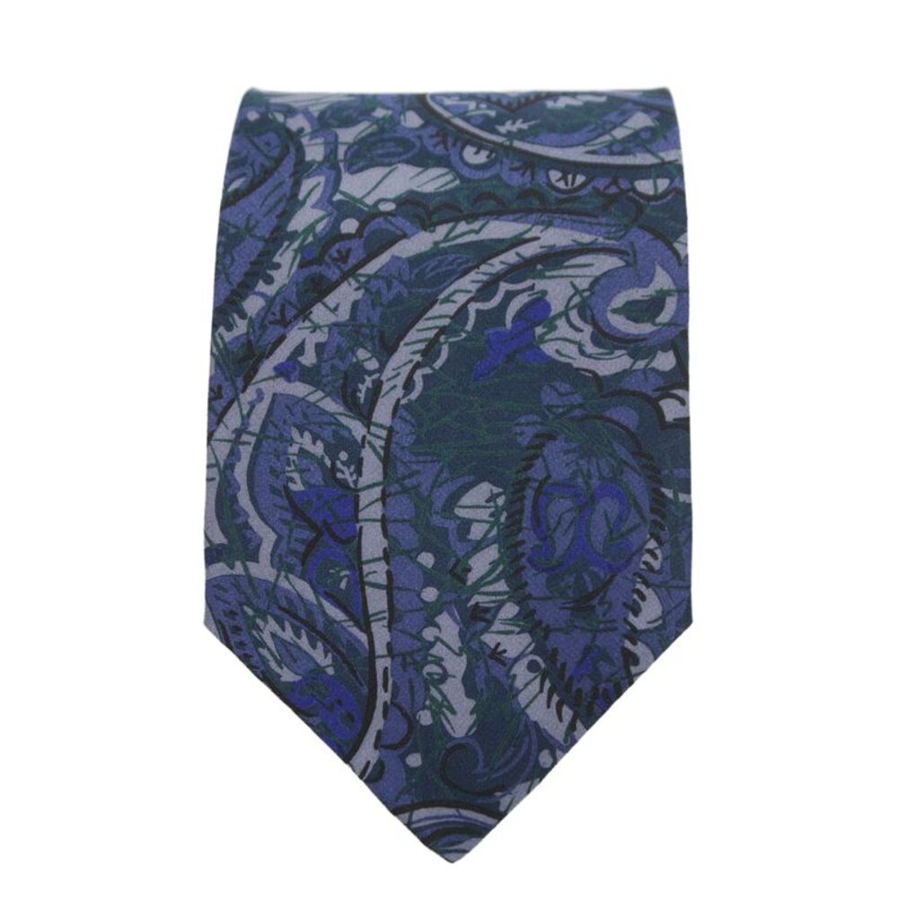 Designer Mens Paisley Print Classic Tie Blue